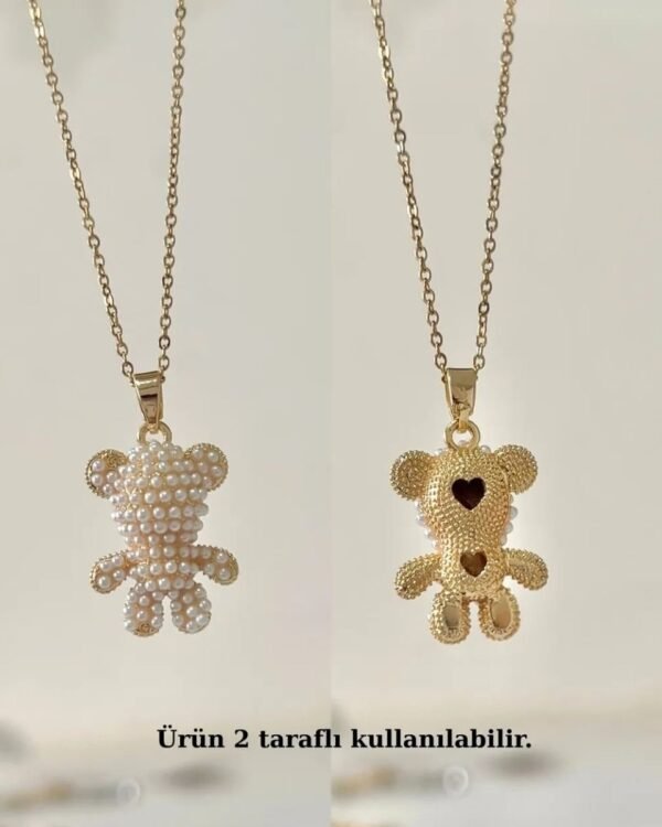 Alternative view of Çelik Ayıcık 2 Taraflı Kolye 42+6cm