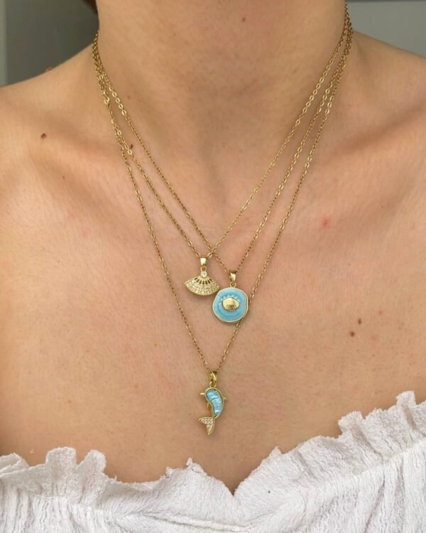 Alternative view of Çelik İstiridye Kolye 42+6cm