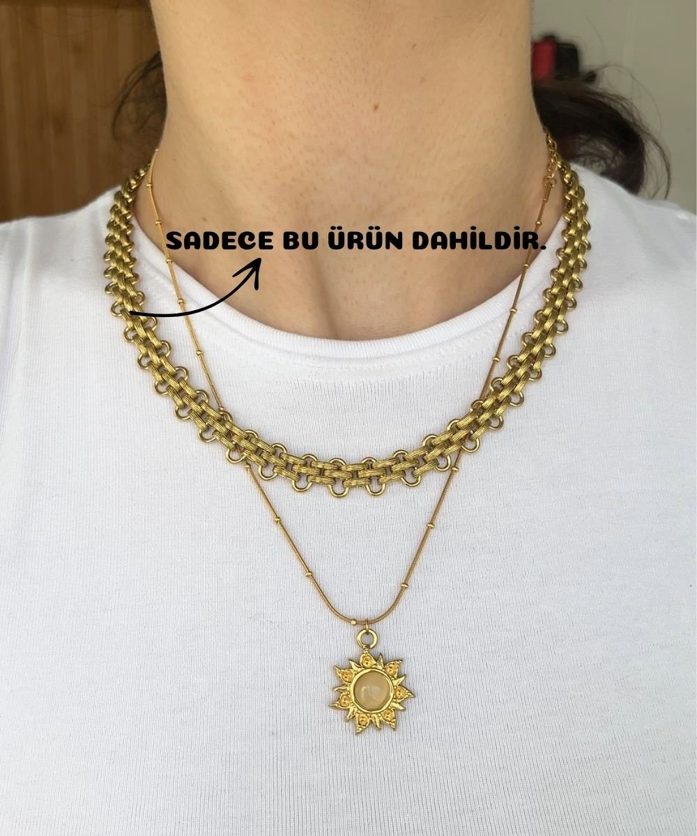 Çelik Geçmeli Zincir Kolye 42+6cm