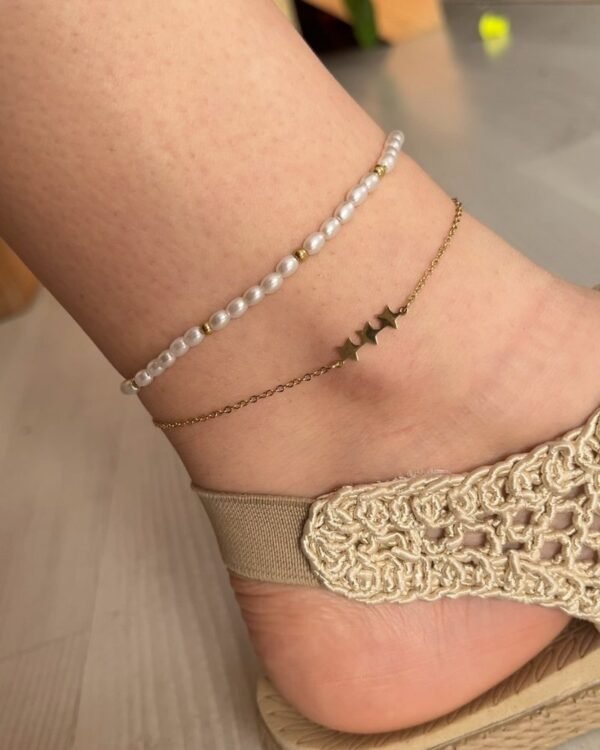 Çelik Boncuk Detaylı Halhal 2li