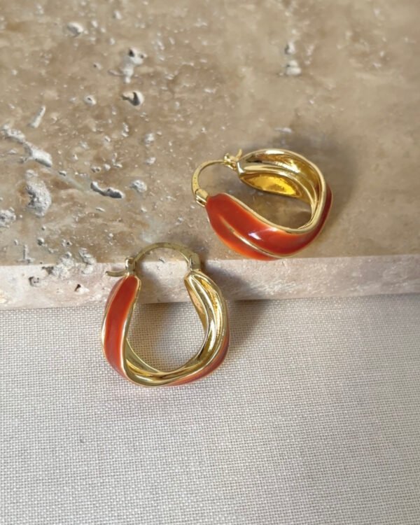 Altın Kaplama Kahverengi Küpe