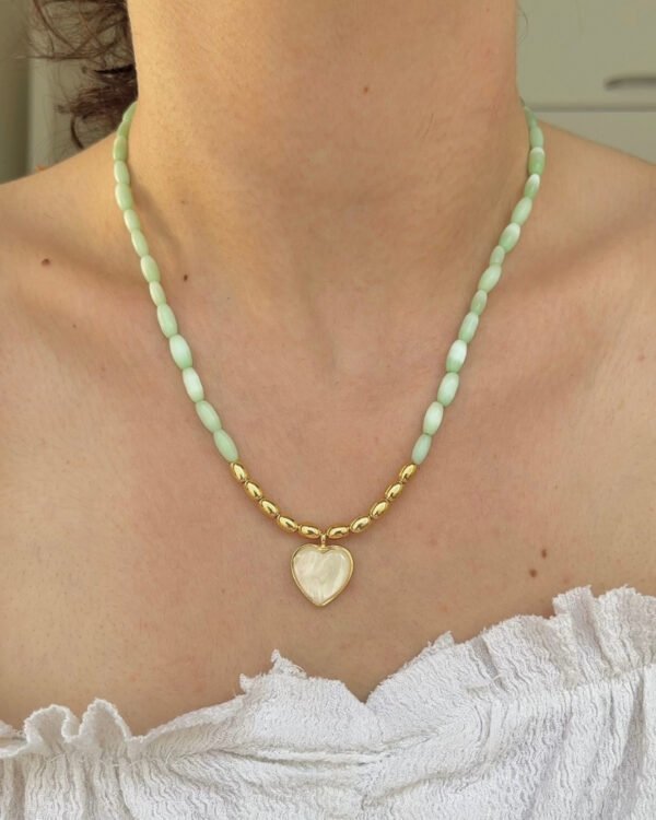 Alternative view of Kalpli Yeşil Boncuklu Kolye 42+6cm