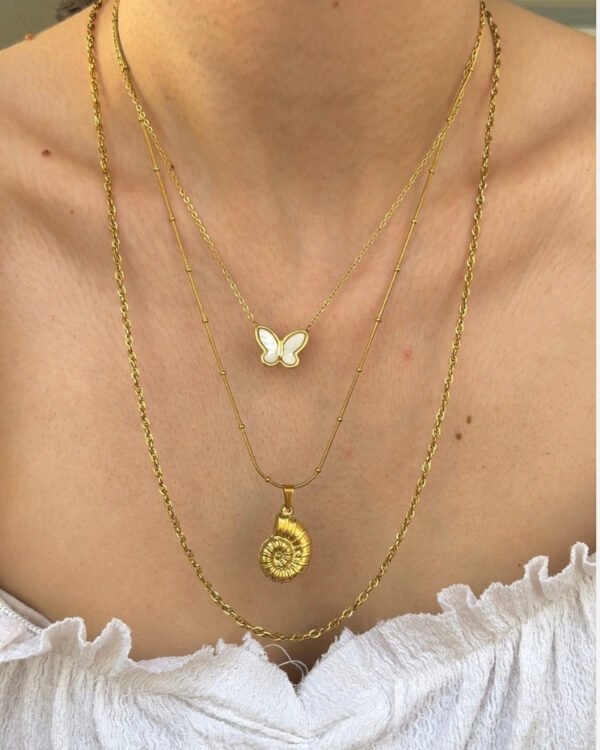 Alternative view of Çelik Kelebek Kolye Minimal 42+6cm