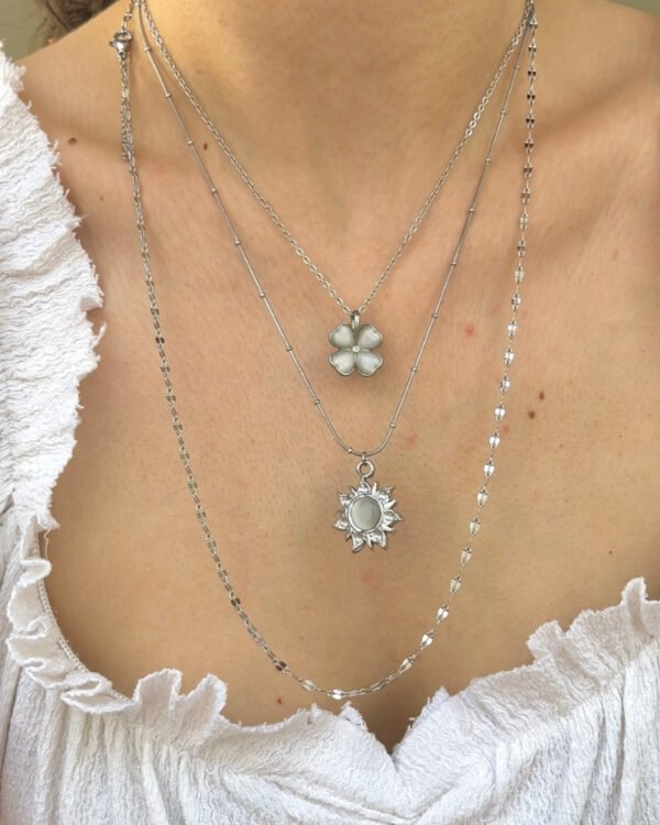 Alternative view of Çelik Çiçek Kolye 42+6cm