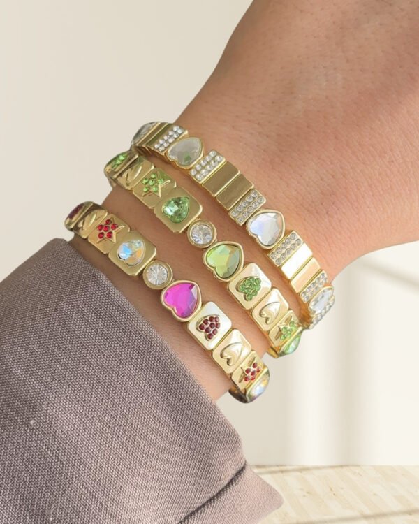Alternative view of Altın Kaplama Renkli Taşlı Esnek Bileklik