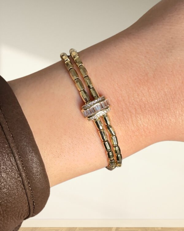 Altın Kaplama Ortası Taşlı Bileklik 16+5cm