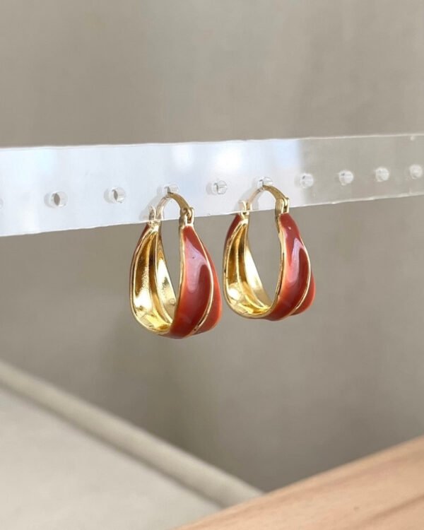 Alternative view of Altın Kaplama Kahverengi Küpe