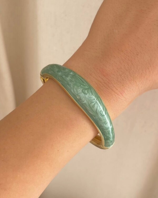 Altın Kaplama Yeşil Kelepçe Bileklik