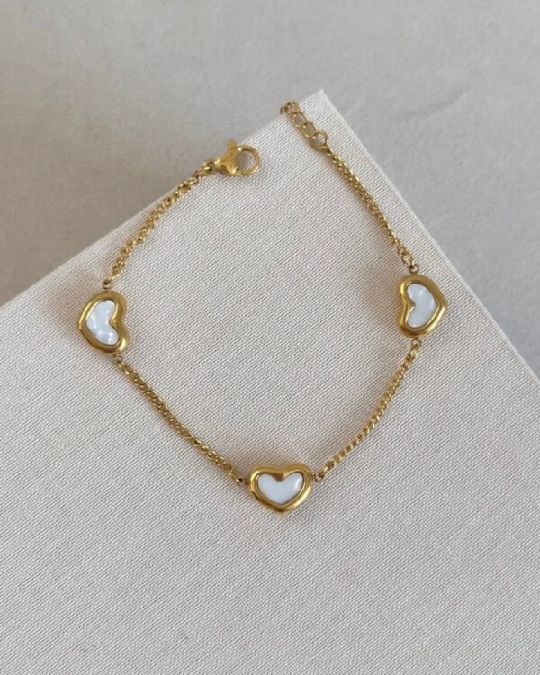 Çelik Sedefli 3 Kalpli Bileklik 17+5cm