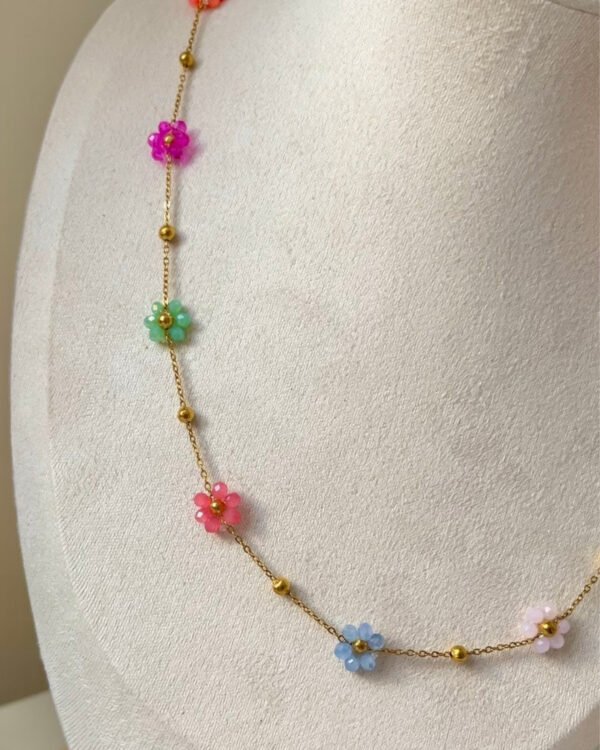 Alternative view of Çelik Çiçek Renkli Kolye 42+6cm