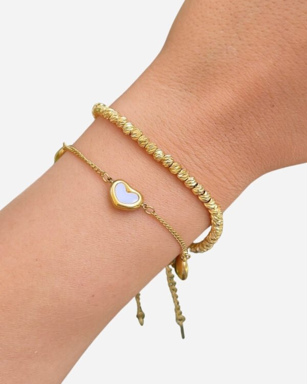 Alternative view of Çelik Sedefli 3 Kalpli Bileklik 17+5cm