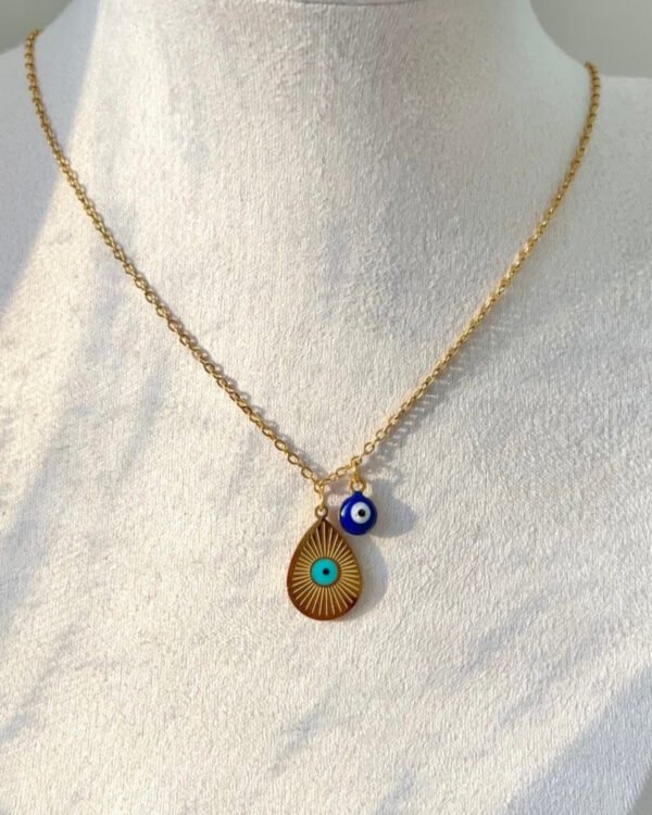 Çelik Nazar Boncuklu Kolye 42+6cm