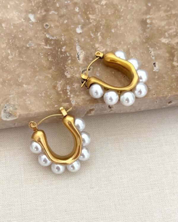 Çelik Oval İnci Küpe