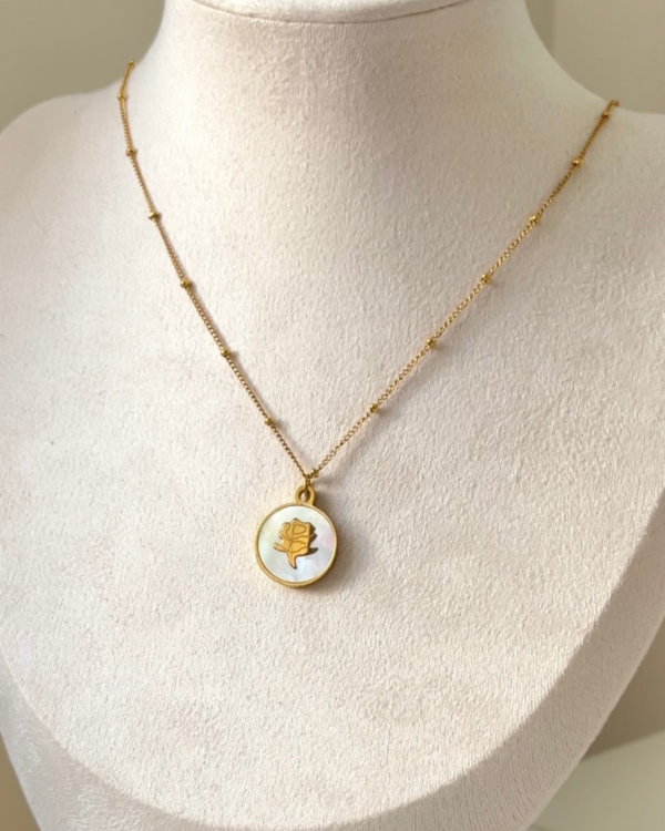 Çelik Dorika Zincirli Gül Kolye 42+6cm