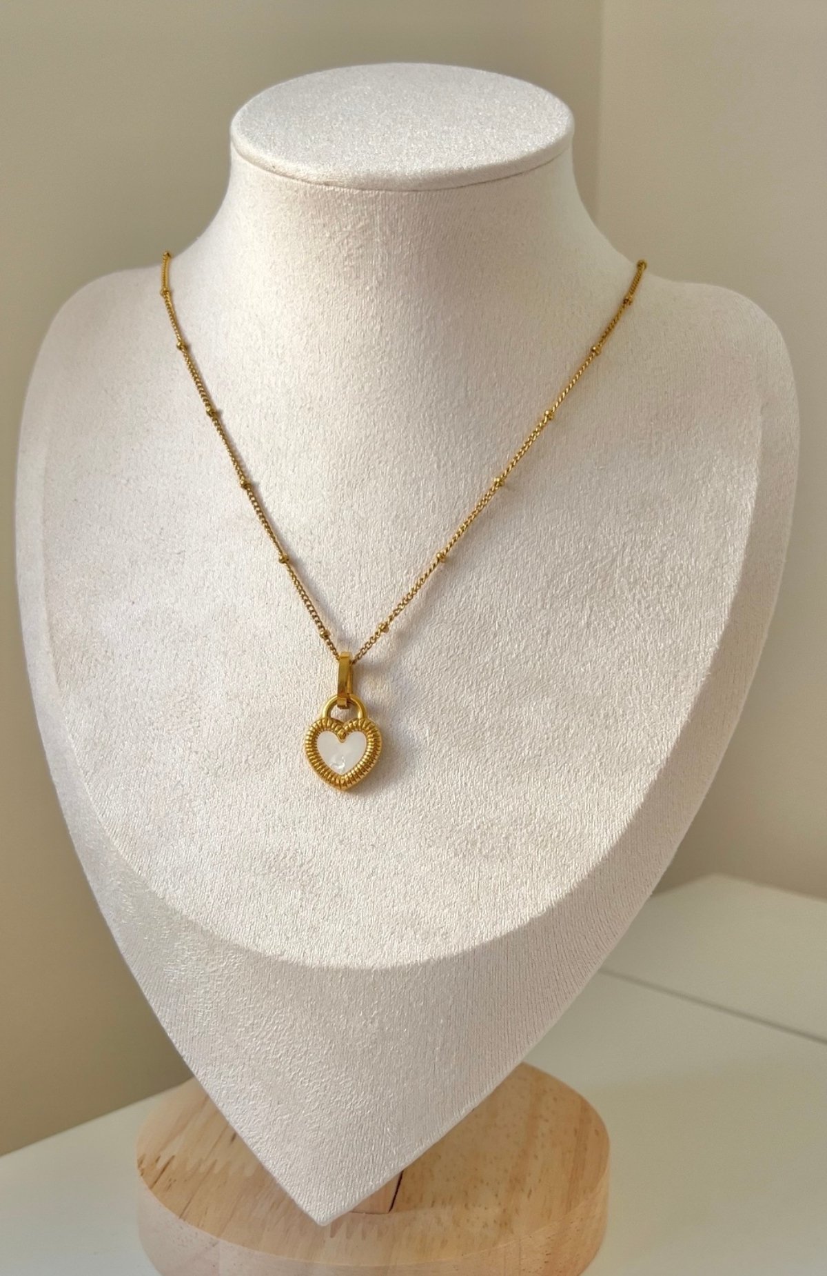 Çelik Dorika Zincirli 2 Renkli Kalp Kolye 42+6cm