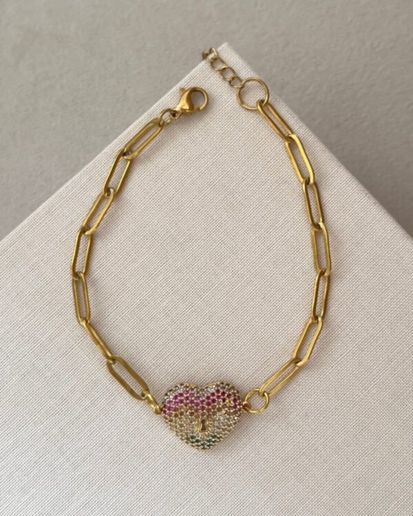 Çelik Renkli Kalpli Bileklik