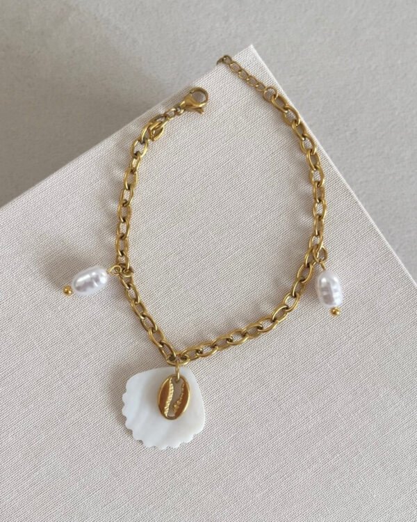 Çelik Sedef Detaylı Bileklik 16+5cm