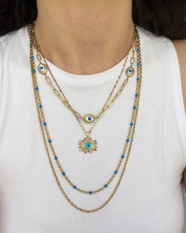 Alternative view of Altın Kaplama Nazar Boncuklu Kolye 42+6cm