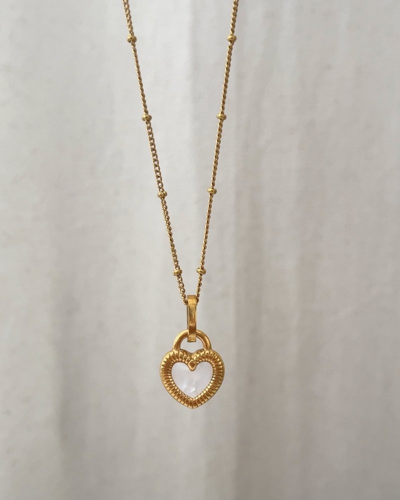 Çelik Dorika Zincirli 2 Renkli Kalp Kolye 42+6cm - Görsel 3