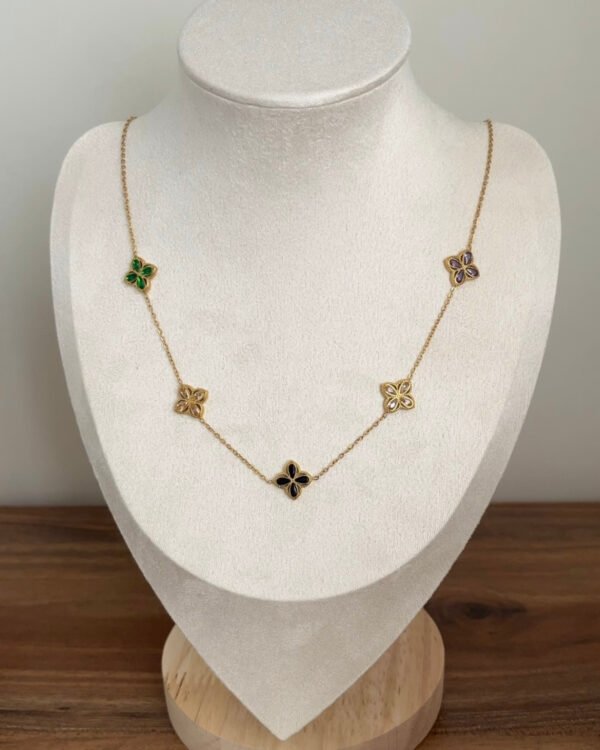 Çelik Renkli Yonca Kolye 42+6cm