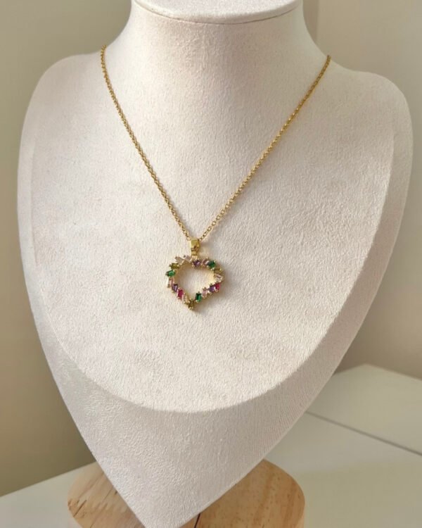 Alternative view of Çelik Renkli Kalpli Kolye 42+6cm