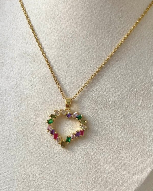 Çelik Renkli Kalpli Kolye 42+6cm