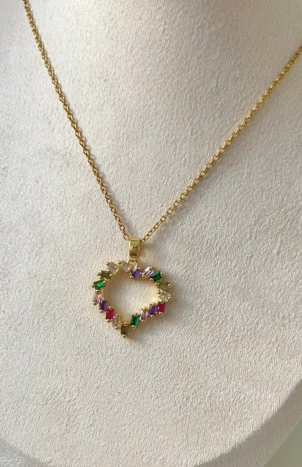 Çelik Renkli Kalpli Kolye 42+6cm