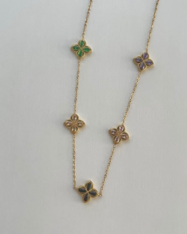 Alternative view of Çelik Renkli Yonca Kolye 42+6cm