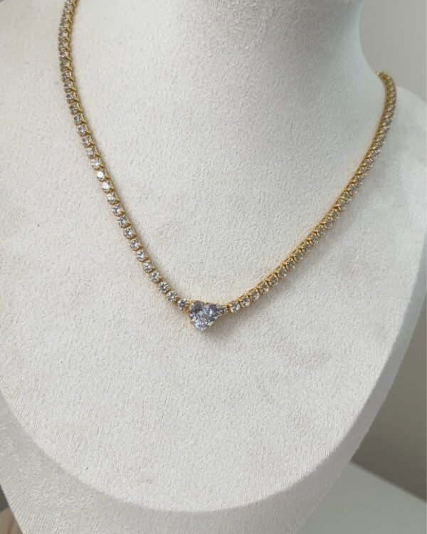 Alternative view of Altın Kaplama Suyolu Kalpli Kolye 42cm