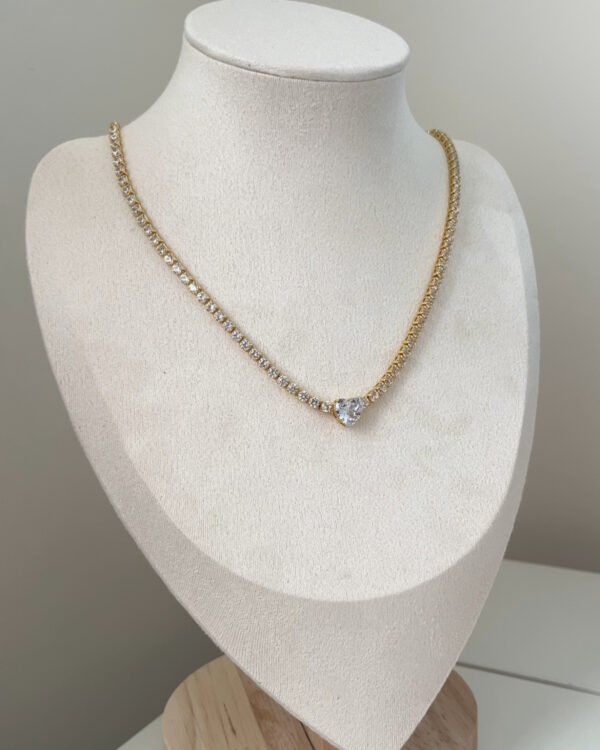 Altın Kaplama Suyolu Kalpli Kolye 42cm