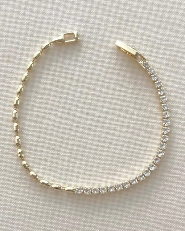 Çelik Yarısı Suyolu Taşlı Minimal Bileklik 17cm