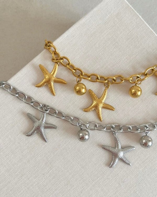 Alternative view of Çelik Yıldız Charmlı Bileklik 16+5cm