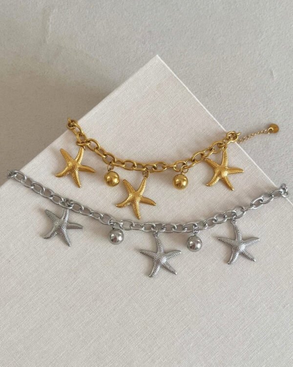 Çelik Yıldız Charmlı Bileklik 16+5cm