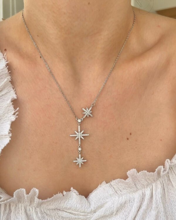 Alternative view of Çelik Yıldız Y Kolye 42+6cm