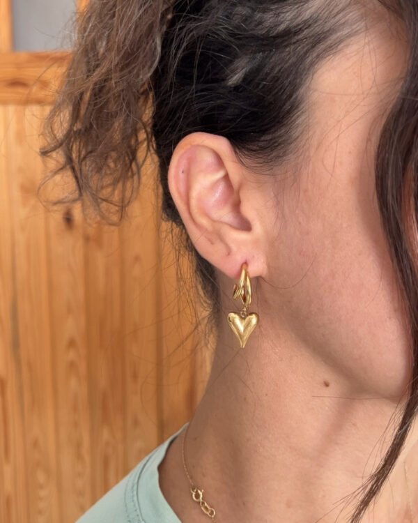 Çelik Kalp Küpe Minimal