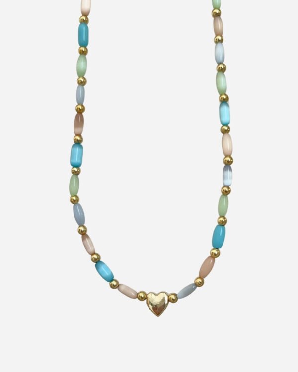 Kalpli Renkli Boncuklu Kolye 42+6cm