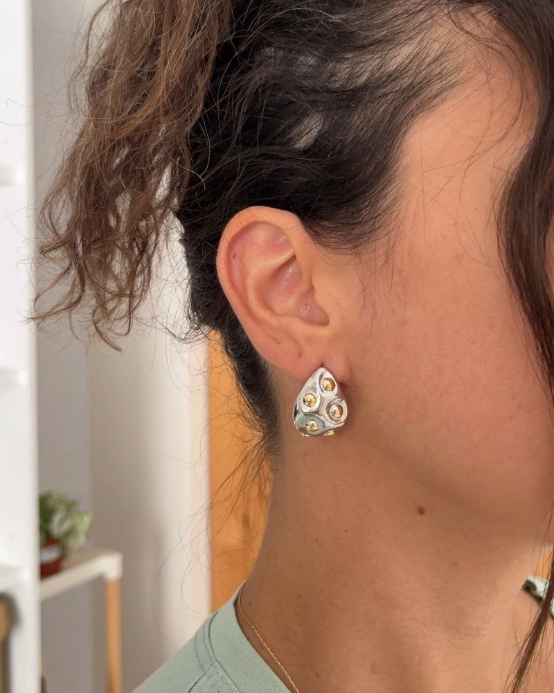 Çelik Şekilli Silver Renk Küpe - Görsel 3