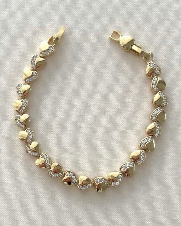 Xuping Yarısı Taşlı Kalpli Bileklik 16+3cm