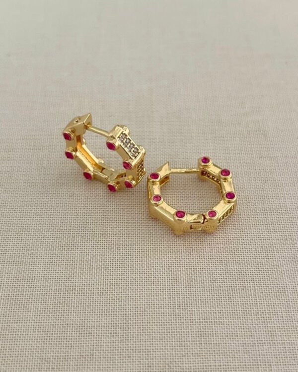 Alternative view of Altın Kaplama Pembe Taşlı Küpe