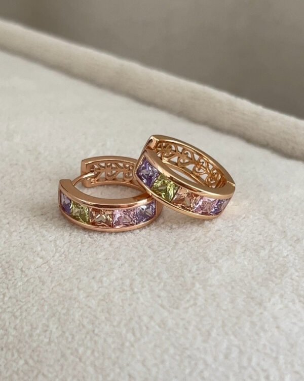 Alternative view of Xuping Renkli Halka Küpe Rose Gold Rengi