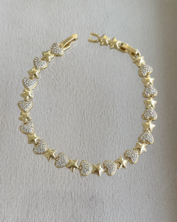 Xuping Yıldızlı Kalpli Bileklik 17+2cm