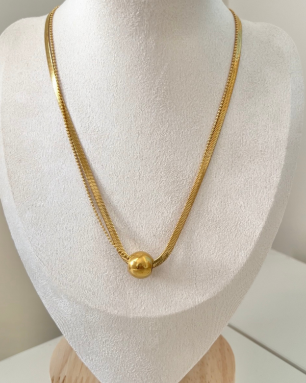 Çelik İtalyan Zincirli Top Detaylı Kolye 2li