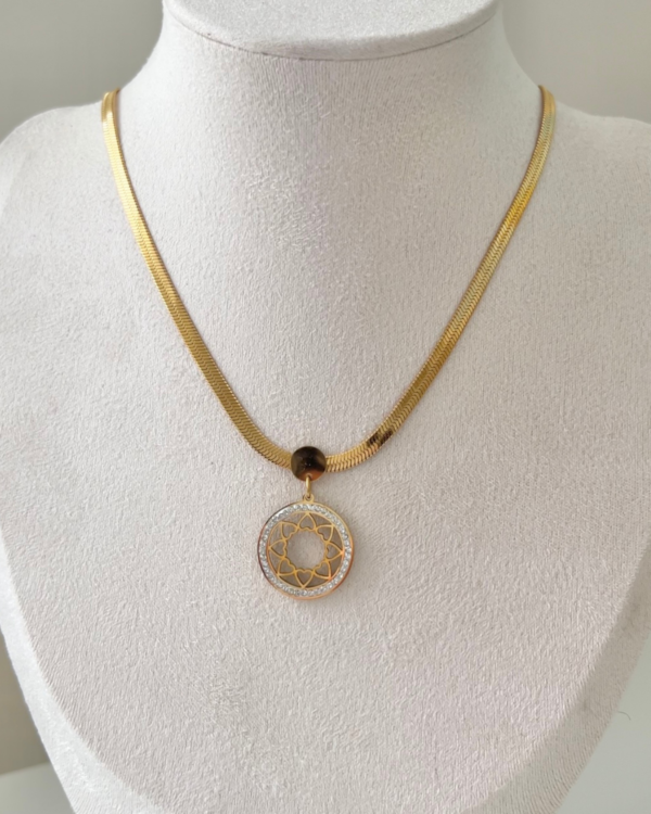 Çelik İtalyan Zincirli Etrafı Küçük Kalpli Kolye 42+6cm