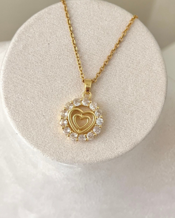 Alternative view of Çelik Kalpli Kolye 42+6cm