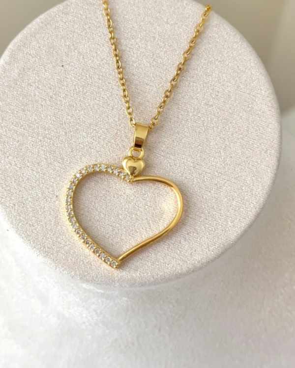 Alternative view of Çelik Yarısı Taşlı Kolye 42+6cm