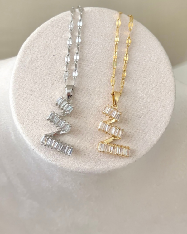 Alternative view of Çelik 3 Katlı Taşlı Kolye 42+6cm