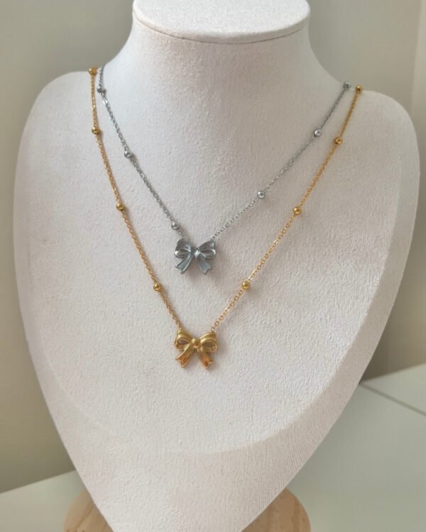 Çelik Dorika Zincirli Fiyonklu Kolye 42+6cm