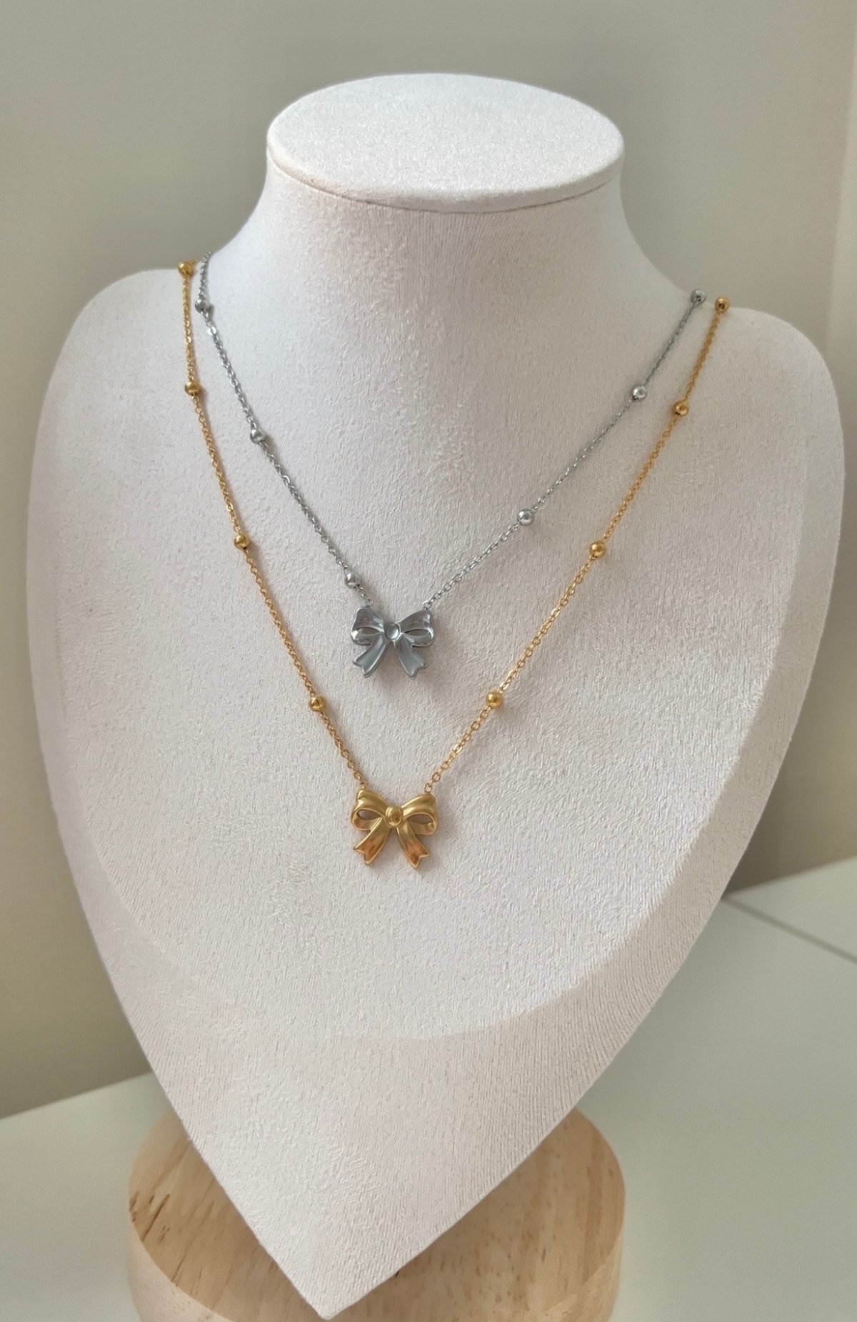 Çelik Dorika Zincirli Fiyonklu Kolye 42+6cm