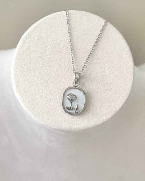 Çelik Gül Renk Kolye Gümüş Renk 42+5cm