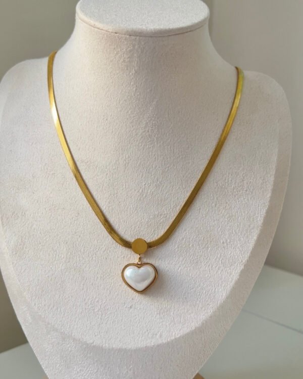 Çelik İtalyan Zincli Kalpli Kolye 42+6cm